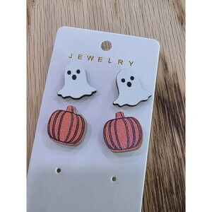 Adorable Halloween Earrings 2pc Pumpkins And Ghosts Boo